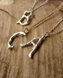 wedding photo - Silver Branch Initial Necklace