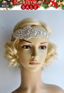 wedding photo - Crystal Pearls Rhinestone, flapper Gatsby Headband, Wedding Headband Headpiece, Halo Bridal Headpiece, 1920s Flapper headband