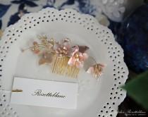 wedding photo - Coral Blossom - Bridal haircomb / wedding accessories / bridal headpiece / wedding headpiece / bridal comb / rosetteblanc