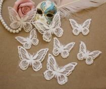 wedding photo - Butterfly Organza Applique, Wedding Lace Applique, Bridal lace Applique for gown, garter, sash, head pieces, veil, 3 Pieces