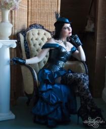 wedding photo - Twilight Temptress - Leather Taffeta Steampunk Ballgown - Made to Measure