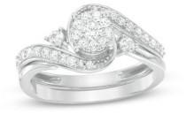 wedding photo - 1/2 CT. T.W. Composite Diamond Swirl Bypass Bridal Set in 10K White Gold