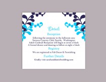 wedding photo -  DIY Wedding Details Card Template Editable Text Word File Download Printable Details Card Navy Blue Turquoise Details Card Information Cards