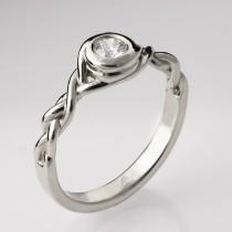 wedding photo - Braided Engagement Ring No.5 - 14K White Gold and Diamond engagement ring, celtic ring, engagement ring, wedding band