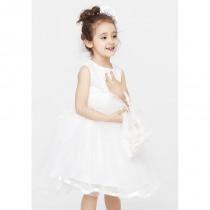 wedding photo - Flattering White Princess Jewel With Bowknot Flower Girl Dress - Compelling Wedding Dresses