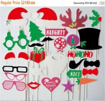 wedding photo - ON SALE Christmas Photo Booth Props 28 Piece Santa Wedding Photo Props set - Holidays Photobooth Props - Party Props