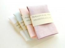 wedding photo - Pastel Linen Pocket Square - Peach, White, Lavender, Dusty Shale- Wedding Handkerchief