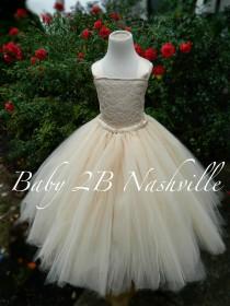 wedding photo - Vintage Dress Champagne Dress Lace Dress Flower Girl Dress Wedding Dress Cream Dress Baby Dress Toddler Dress Tutu Dress Girls Tulle Dress