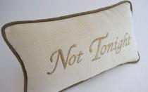 wedding photo - Pillow Tonight - Not Tonight Budoir - Embroidered Linen and Silk Off White with  Beige Thread