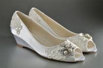 wedding photo - Wedding Shoes Lace Wedge Wedding Shoes - Custom Wedding Shoes- Accessories- Women's Shoe- Women's Bridal Wedge Shoe, Ladies Wedding Shoes