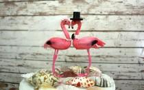 wedding photo - Pink- Flamingo- wedding- cake topper-Mr and Mrs-bride-groom-destination wedding-wedding cake topper-tropical destination-beach wedding