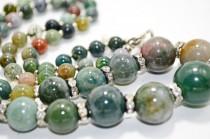 wedding photo - Multicolour Genuine Jasper Statement Chunky Modern Necklace, Natural Gemstone Beaded Holiday Fashion Necklace, Christmas Gift for Her