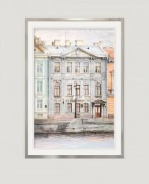 wedding photo - House art architecture photography, vertical wall art Architectural city print, large pastel picture, St Petersburg, 16x24, 20x30, 24x36 art