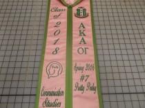 wedding photo - Graduation Stoles Slanted  / custom made starting at  35.00  / Three Letters Vertical / class of 2017 /satin Trim/ Design your stoles
