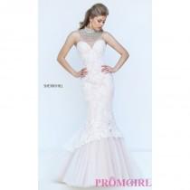 wedding photo - Lace Mermaid Sheer Back Sherri Hill Prom Dress - Discount Evening Dresses 