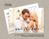 wedding photo - Printable Photo Save The Date Postcard With Handwriting Font 