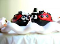 wedding photo - Cute Wedding Cake Topper Ladybug Bride and Groom