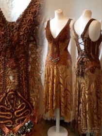 wedding photo - Boho burnt orange dress,crochet dress brown,boho cognac colored dress,handmade repurposed dress,woodland dress, fall fashion dress,gypsy
