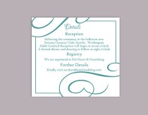 wedding photo -  DIY Wedding Details Card Template Editable Text Word File Download Printable Details Card Teal Blue Details Card Information Cards