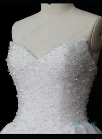 wedding photo - Sparkly beading bodice lace bottom princess wedding dress