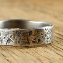 wedding photo - Rustic viking ring, wedding band, recycled sterling silver wedding ring, rough textured ring, raw organic edges.