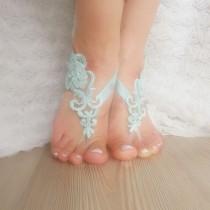 wedding photo - bridal anklet,mint green, Beach wedding barefoot sandals, bangle, wedding anklet, free ship, anklet, bridal,party, beatiful sexy wedding