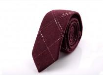 wedding photo - Wine Red Wool Ties With White Stripes.Wedding Neckties.Wedding Accessoires.Anniversary Gift