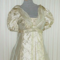 wedding photo - English Regency Jane Austen Dress in Cream Silk with Embroidered Silk Panels