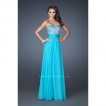 wedding photo - Luxury 2014 Floor-length Chiffon Strapless A-line Beaded Empire Waist Turquoise Prom/evening/bridesmaid Dresses La Femme 18121 - Cheap Discount Evening Gowns