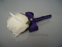 wedding photo - Rose Boutonniere, White Rosebud Lapel Flower, Mens Wedding Accessory, Groomsmen Silk  Buttonhole Bloom, FFT original design, Made to order
