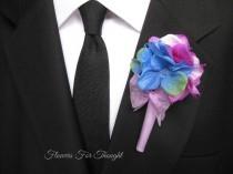 wedding photo - Hydrangea Boutonniere, Wedding Party Flowers, Buttonhole Lapel, Decoration for Groom or Groomsmen, FFT design, Made to order