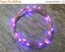 wedding photo - Christmas Clearance SALE Purple LED Battery Operated Fairy Lights, Rustic Wedding Decor, Room Decor, 6.6 ft Copper Wire Purple