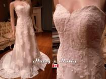 wedding photo - Elegant lace wedding dress mermaid wedding Gown - Ivory or White