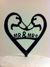 wedding photo - Rustic Country Mr & Mrs Duck Customized Acrylic Wedding Cake Topper