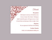 wedding photo -  DIY Wedding Details Card Template Editable Text Word File Download Printable Details Card Wine Red Details Card Elegant Enclosure Cards