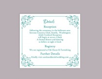 wedding photo -  DIY Wedding Details Card Template Editable Text Word File Download Printable Details Card Teal Blue Details Card Green Enclosure Cards