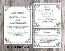 wedding photo -  DIY Wedding Invitation Template Set Editable Word File Instant Download Printable Invitation Black Invitation Elegant Wedding Invitation