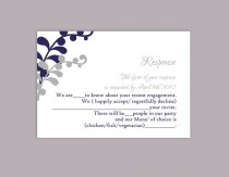 wedding photo -  DIY Wedding RSVP Template Editable Text Word File Download Printable RSVP Cards Leaf Rsvp Navy Blue Rsvp Card Template Silver Rsvp Card