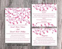 wedding photo -  DIY Wedding Invitation Template Set Editable Word File Instant Download Printable Invitation Pink Wedding Invitation Heart Invitation