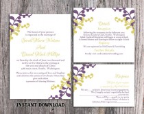 wedding photo -  DIY Wedding Invitation Template Set Editable Word File Instant Download Eggplant Wedding Invitation Printable Green Wedding Invitations