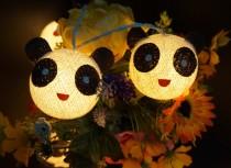 wedding photo - 20 Cotton Ball String Lights Panda Lights for Kid bedroom birthday  light display garland decorations