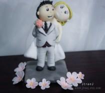 wedding photo - Wedding cake toppers, clay doll, clay figurine decor, clay miniatures,  wedding gift