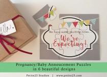 wedding photo - Pregnancy baby announcement puzzle, we're expecting, pennant, you're going to be grandparents, new parents, we're having a baby, new parents