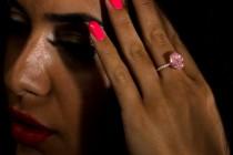 wedding photo - Rose Quartz Ring, Oval Engagement Ring, 3.75 Carat Natural Intense Pink Rose Quartz, Solitaire Engagement Ring, 14k Rose Gold