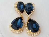 wedding photo - Navy blue earrings,navy blue chandelier earrings,Dangle dangle earrings,Navy blue bridal earrings,navy blue bridesmaid,Deep blue,Swarovski