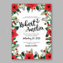 wedding photo - Poinsettia Wedding Invitation sample card beautiful winter floral ornament Christmas Party wreath - Unique vector illustrations, christmas cards, wedding invitations, images and photos by Ivan Negin
