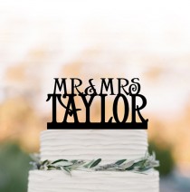 wedding photo -  Personalized wedding Cake topper monogram, wedding cake topper mr and mrs, cake topper letter for birthday, custom cake topper name