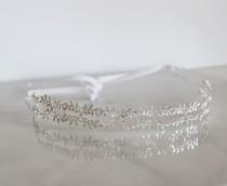 wedding photo - Delicate Silver Fern Leaf Crown -  Ties headband, Crown, Bridal or Special Occasion Headband, Gold Leaf Headband
