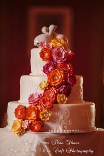 wedding photo - Paper Cake Flowers - Flower Wedding Cake - Paper Flowers - Cake Flowers - Made To Order - Custom Colors Available