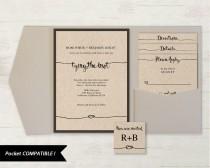 wedding photo - Printable Invitation set, Wedding Invitation Template, Printable, Instant Download, nautical, sript, kraft, tying the knot, tie the knot